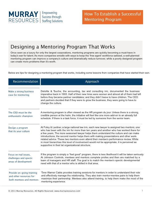 How to Establish a Successful Mentoring Program