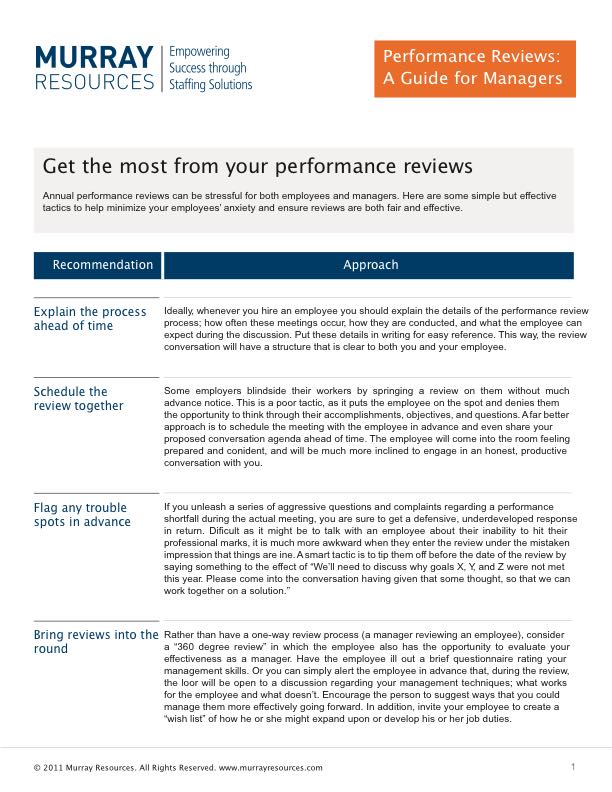 Performance Reviews: A Guide for Managers